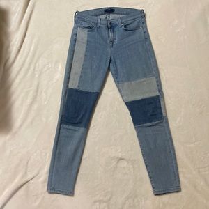 7 for all mankind patchwork, skinny jeans